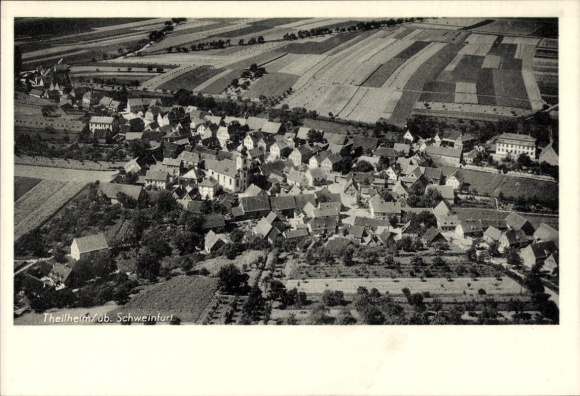 Postcard Theilheim in Lower Franconia, aerial photograph