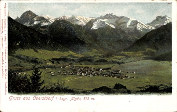 Ak Oberstdorf im Oberallgäu, Berglandschaft,  bayr. Allgäu, 812 m, 