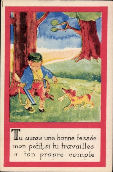 Artist Postcard Hunter, Dog brings gnawed bone