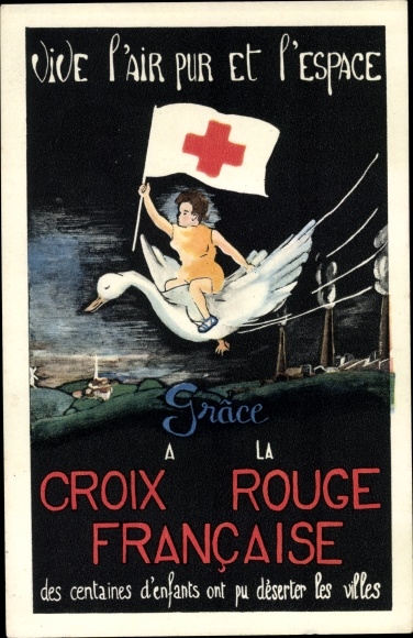 Postcard Vive l&#39;Air pur et l&#39;Espace, Thanks to the French Red Cross