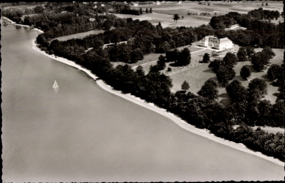 Postcard Buch Inning am Ammersee, aerial photograph