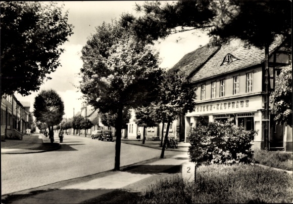 Postcard Neustadt Dosse in Brandenburg, consumer department store on Robert Koch Strasse