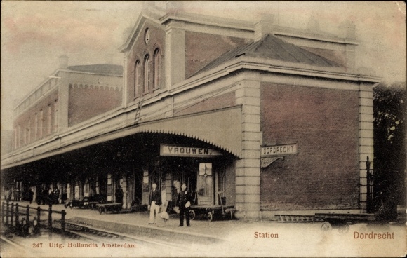 Ansichtkaart Dordrecht Zuid-Holland Nederland, treinstation, spoorzicht