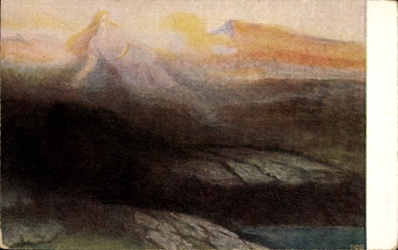 Kunstenaar Ak Hendrich, Hermann, Nibelungenbilder, Brünnhilde's ontwaken