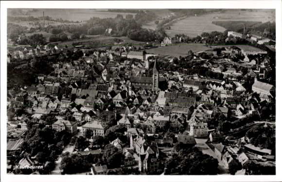 KP Kaufbeuren na Wertach w Szwabii, zdjęcie lotnicze, średniowieczna architektura, widok na miasto