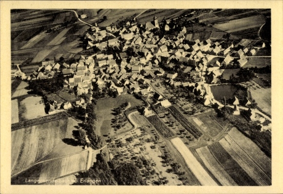 Postcard Langewendelbach near Erlangen in Middle Franconia Bavaria, aerial photograph