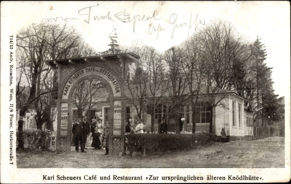 Ak Wien 14. Penzing, Karl Scheuers Café und Restaurant zur ursprünglichen älteren Knödlhütte