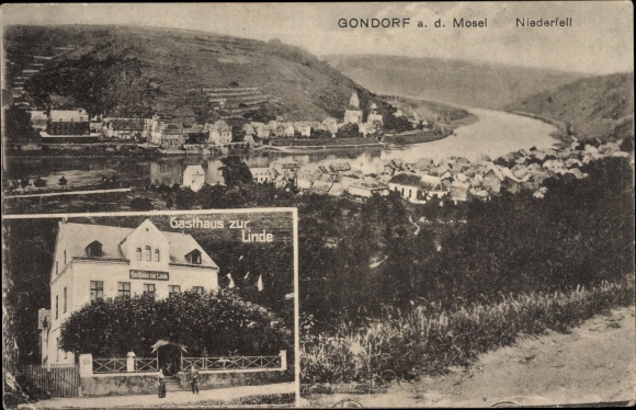 PC Cobern Kobern Gondorf on the Mosel, view of the town with Niederfell, Inn zur Linde