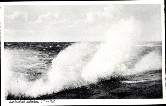 Postcard Insel Baltrum in Ostfriesland, storm surge
