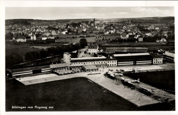 Ak Böblingen in Württemberg, Luftaufnahme, Flughafen