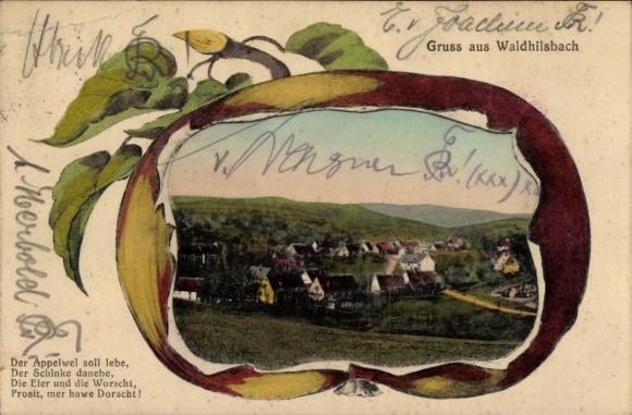 Passepartout Ak Waldhilsbach Neckargemünd am Neckar, Gesamtansicht