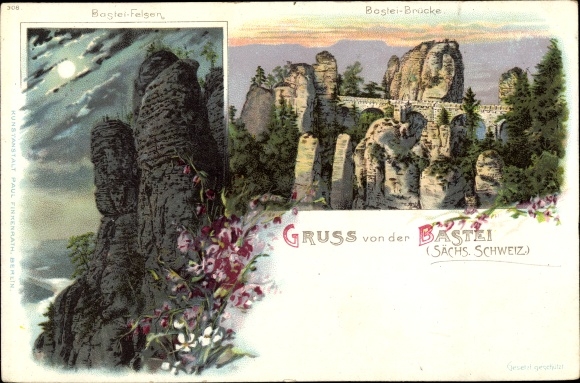 PC Lohmen in the Elbe Sandstone Mountains, bastion, nice detailed view