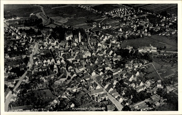 Postcard Krumbach Swabia, aerial photograph