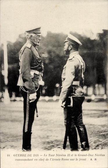 CPA Tsar Nicolas II. et Grand-Duc Nicolas commandant en chef de l'Armee sur le front, Guerre de 1914