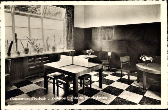 Postcard Rockenau Eberbach am Neckar, sanatorium Eberbach, interior view