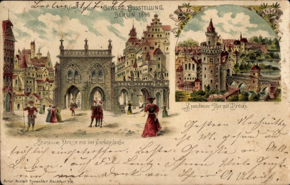 Chromo-Litho Berlin, Trade Exhibition 1896, Spandauer Straße, Gerichtslaube, Spandauer Tor, Bridge