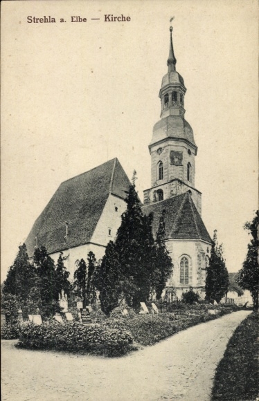 Postcard Strehla on the Elbe Saxony, Church
