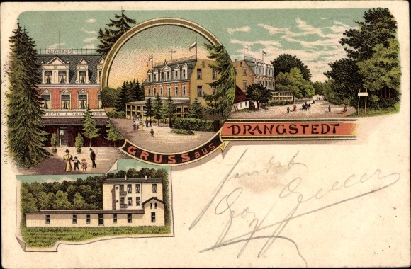 Chromo-Litho Drangstedt Geestland, town views, Kurhaus