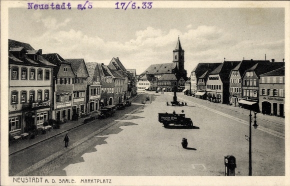 Postcard Bad Neustadt an der Saale Lower Franconia, market square of Neustadt, architecture, street view