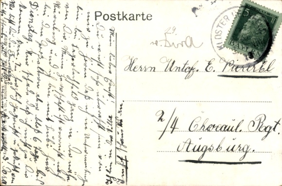 Postcard Untermeitingen in Swabia, general view of the town, school, castle brewery, Villa Imhof