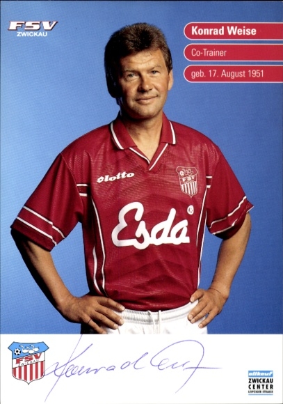 Autogrammkarte Co Trainer Konrad Weise, FSV Zwickau, Autogramm