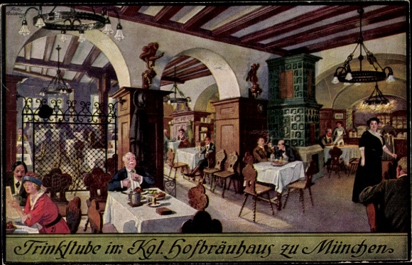 KP artystyczna Quidenus, Fritz, Monachium, Bawaria, pijalnia w Królewskim Hofbräuhaus