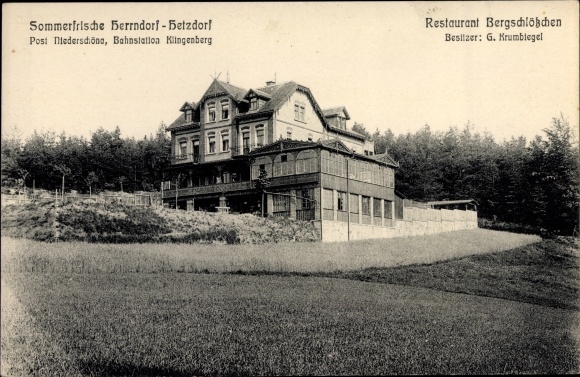 Ak Herrndorf Hetzdorf Halsbrücke Mittelsachsen, Restaurant Bergschlösschen, Inh. G. Krumbiegel