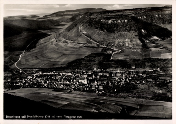 Postcard Deggingen in Württemberg, aerial photograph