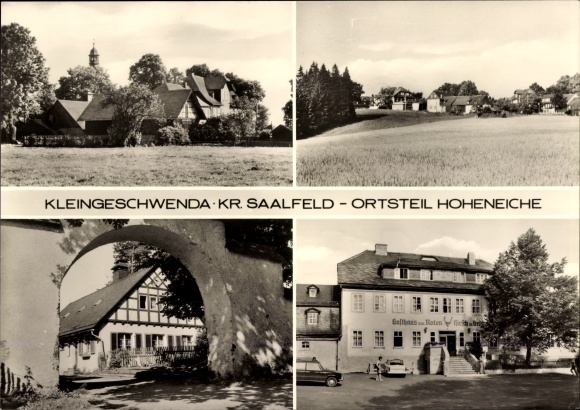 Postcard Hoheneiche Saalfeld Heights Saalfeld an der Saale, Gaststätte zum Roten Hirsch in the Green Forest