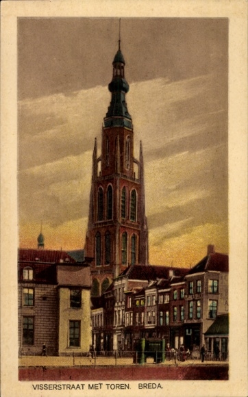 KP Breda Brabancja Północna Holandia, Visserstraat z wieżą