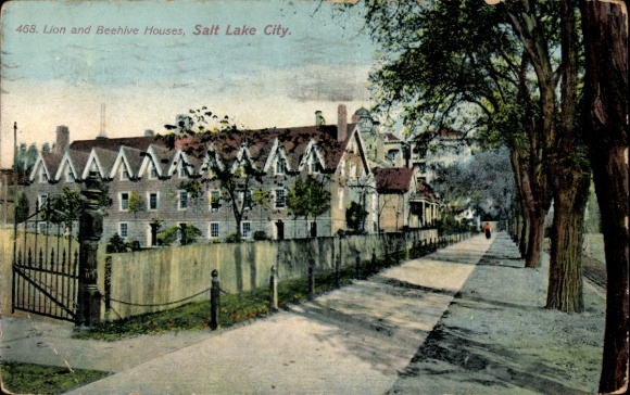 Ak Salt Lake City Utah USA, Leeuwen- en Bijenkorfhuizen