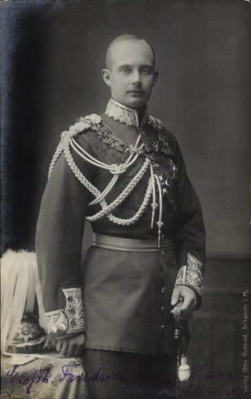 Photo Postcard Friedrich Franz IV of Mecklenburg-Schwerin, portrait in uniform, autograph