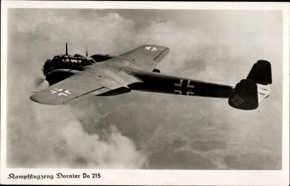 Postcard German Air Force, Dornier Do 215, fighter plane, WWII