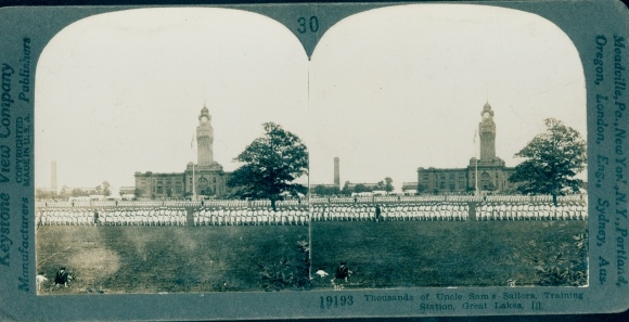 Stereofoto Duizenden Uncle Sam&#39;s Sailors, Great Training Station, Michigan