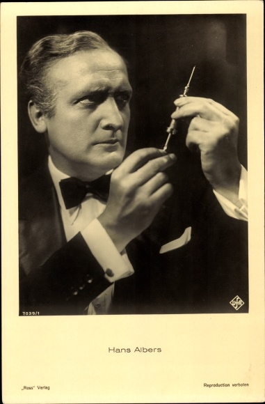 Ak Schauspieler Hans Albers, Portrait Spritze, Ross Verlag 7039 1