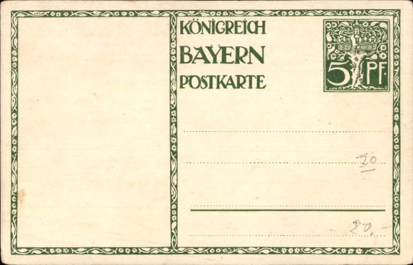 Postwaardestuk kunstenaarsbriefkaart Diez, M., prins-regent Luitpold van Beieren 1911, 5 Pfennig