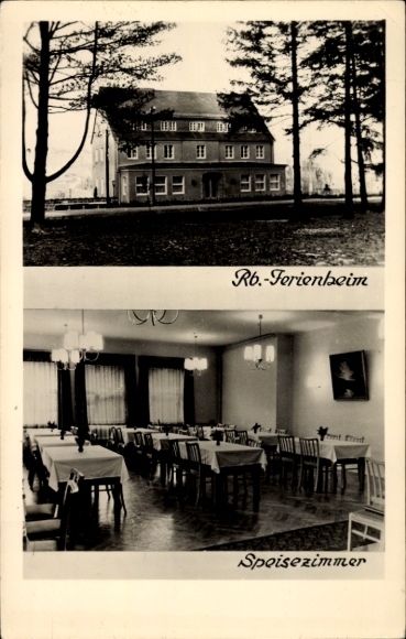 Ak Lössau Schleiz im Vogtland Thüringen, Reichsbahn Ferienheim, Speisezimmer