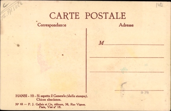 Artist Postcard Hansi, Jean Jacques Waltz, On attend le Cheneral, Alsatian children