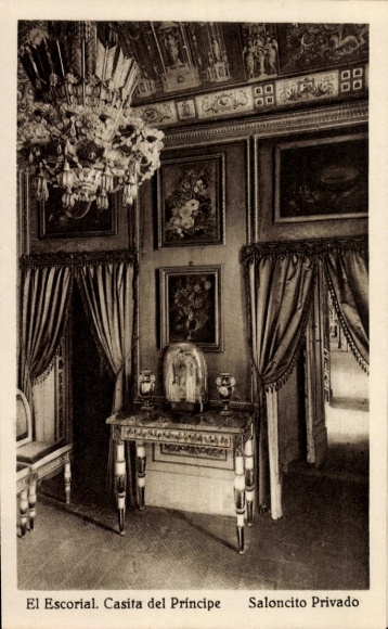 Postcard San Lorenzo de El Escorial Madrid, Casita del Príncipe, salon, private rooms