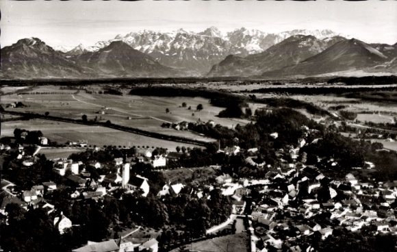 Postcard Bad Aibling in Upper Bavaria, aerial photograph