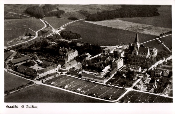 Postcard Sankt Ottilien Eresing in Upper Bavaria, Archabbey of Sankt Ottilien, aerial photograph