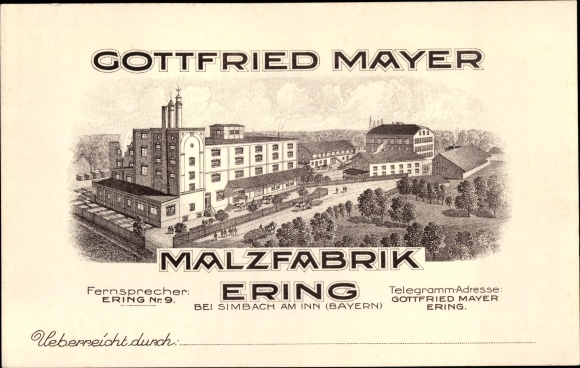 Ak Ering in Niederbayern, Malzfabrik Gottfried Mayer