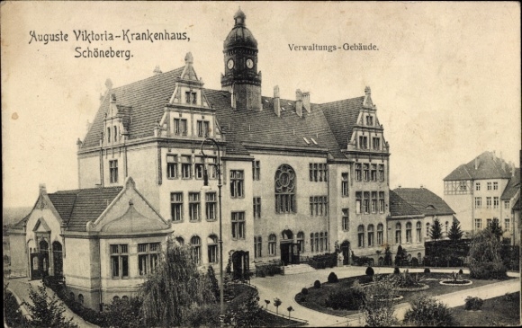 Postcard Berlin Schöneberg, Auguste-Victoria Hospital, Administration Building