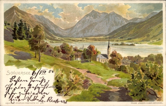 Artist Chromo-Litho Schliersee in Upper Bavaria, Panorama