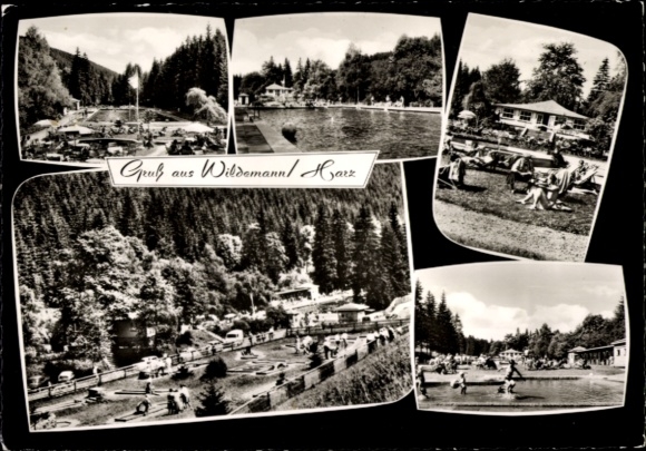 Postcard Wildemann Clausthal Zellerfeld in the Upper Harz, pictures, nature, leisure activities, mirror bath, Kl