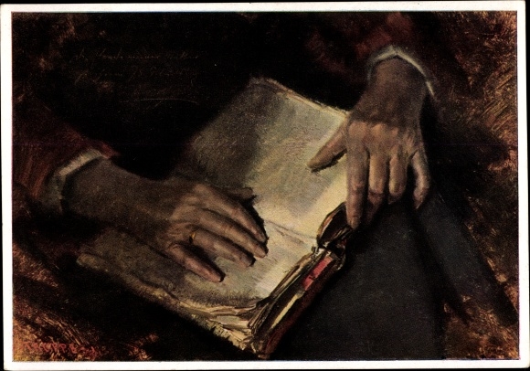 Artist Postcard troops, Karl, mother&#39;s hands, old book, HDK 250