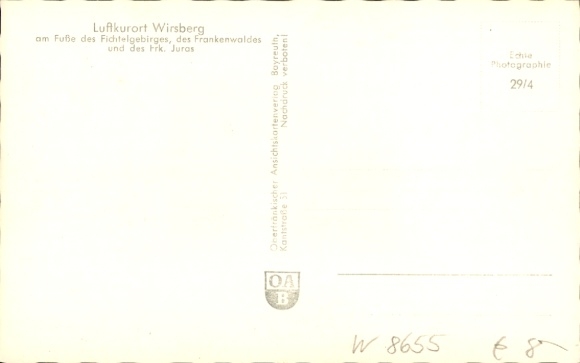 Postcard Wirsberg in the Fichtelgebirge, Hotel Post