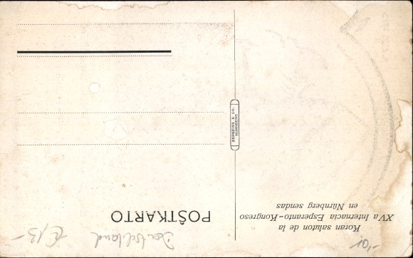 Artist Postcard Nürnberg, XV Universal Congress of Esperanto 1923, Nuremberg Funnel