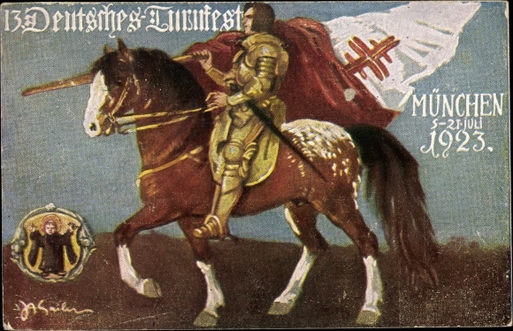 Künstler Ak Sailer, 13. Deutsches Turnfest München 1923, Reiter, Kindl