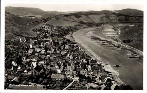 Postcard Reil on the Mosel, aerial photograph